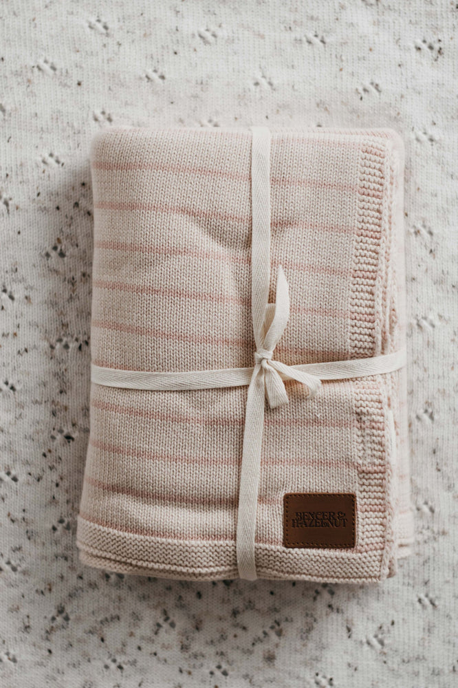 
            
                Load image into Gallery viewer, Peach Stripe Knit Blanket
            
        
