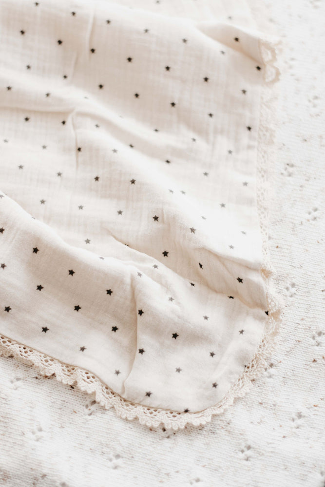Charcoal Stars Lace Blanket