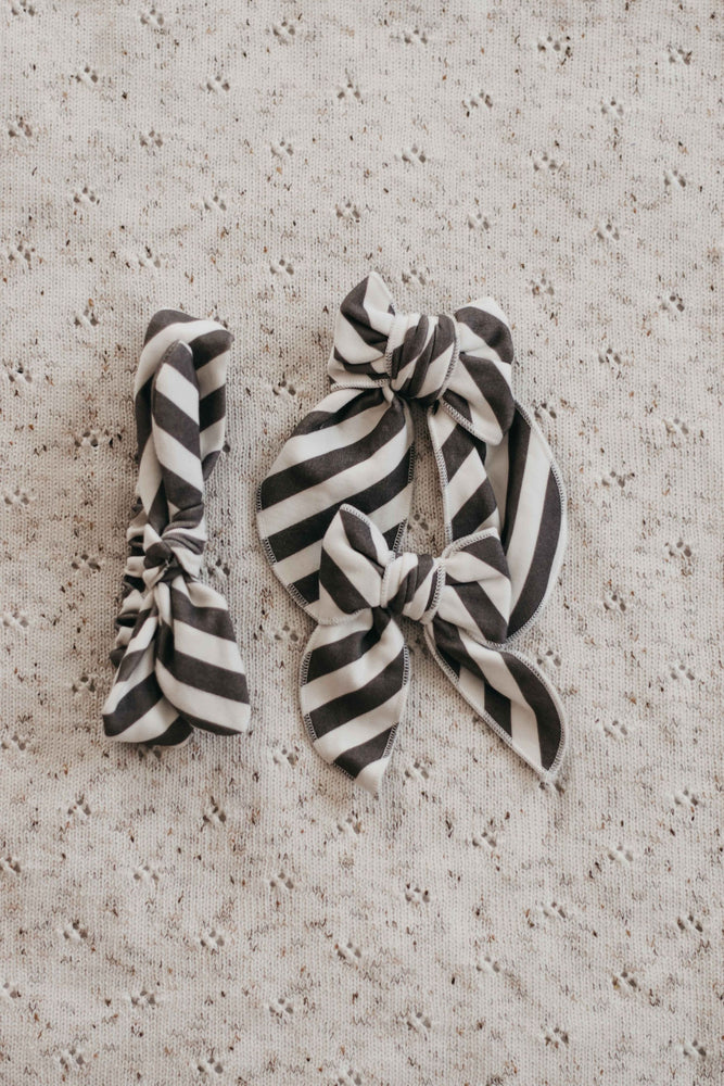 
            
                Load image into Gallery viewer, Charcoal Stripe Bows
            
        