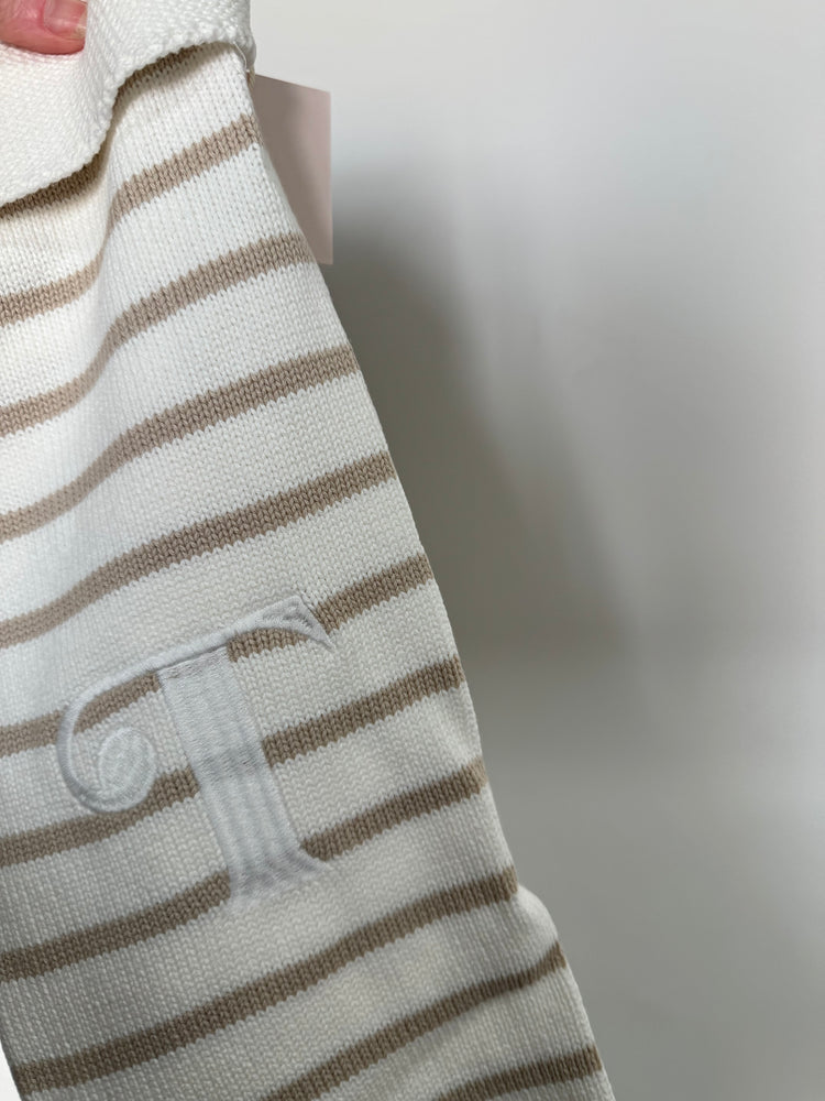 Knit Stocking - Beige & White Stripe