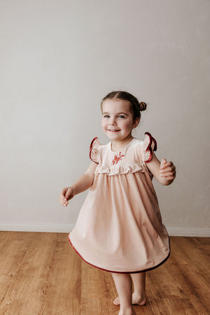 Velvet Playsuit/Dress: Pink Candy Cane