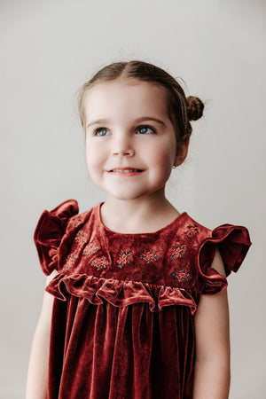 Velvet Playsuit/Dress: Red Ivy