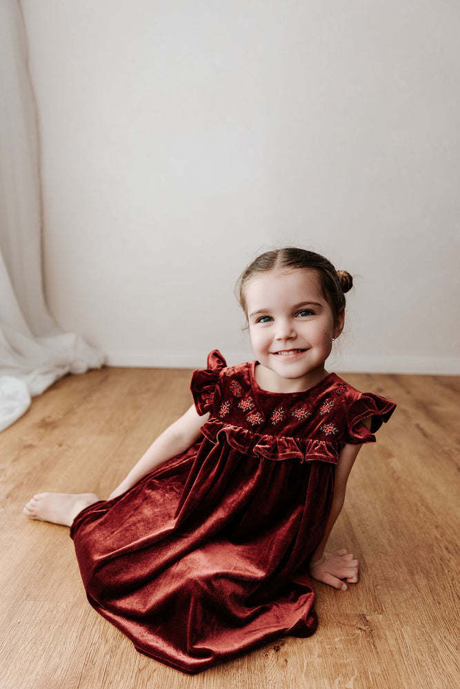 Velvet Playsuit/Dress: Red Ivy