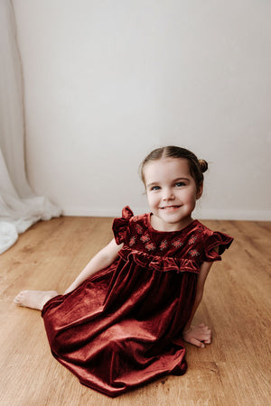 Velvet Playsuit/Dress: Red Ivy