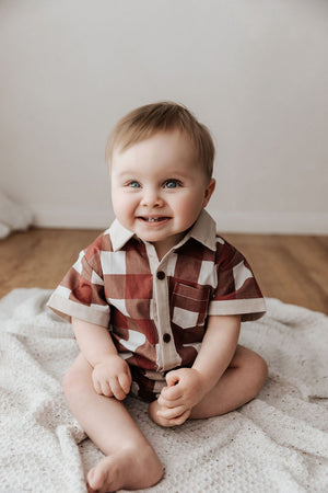Kids Collared Shirt: Red Gingham