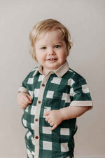 Kids Collared Shirt: Green Gingham
