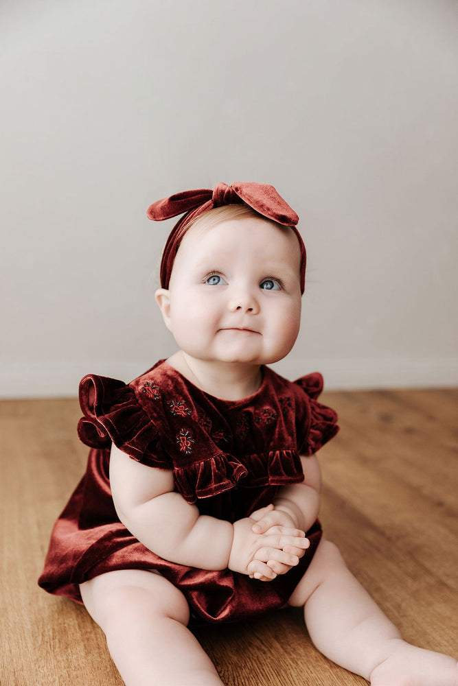 Velvet Playsuit/Dress: Red Ivy