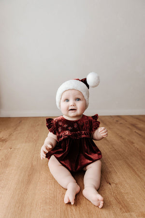 Velvet Playsuit/Dress: Red Ivy