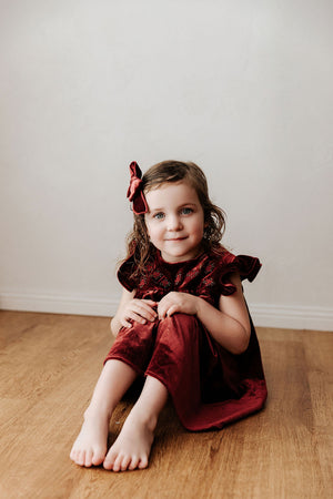Velvet Playsuit/Dress: Red Ivy