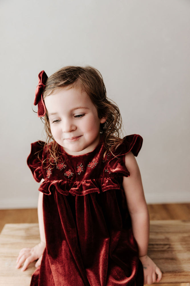 Velvet Playsuit/Dress: Red Ivy