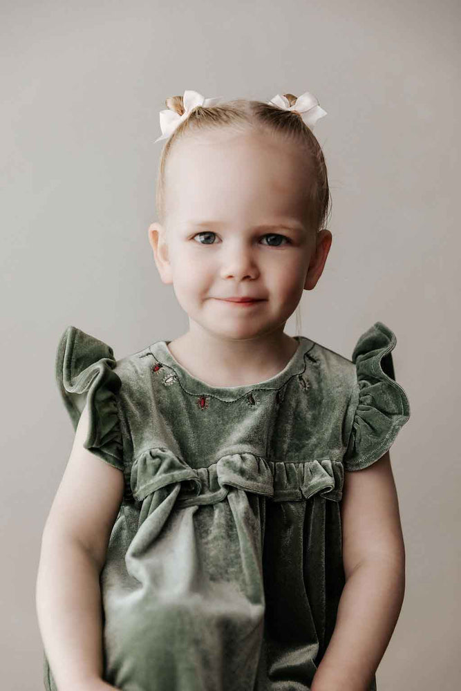 Velvet Playsuit/Dress: Green Christmas Lights