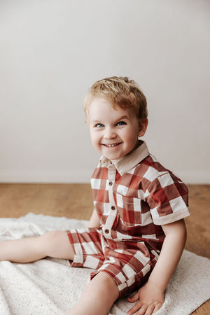 Kids Collared Shirt: Red Gingham