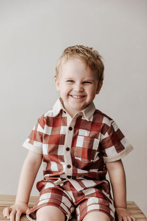 Kids Collared Shirt: Red Gingham