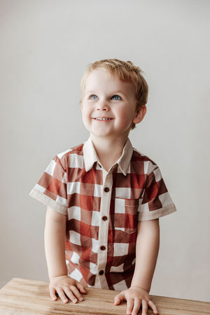 Kids Collared Shirt: Red Gingham