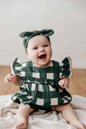Playsuit/Dress: Green Gingham