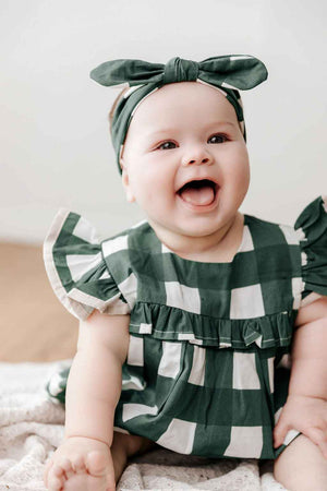 Playsuit/Dress: Green Gingham