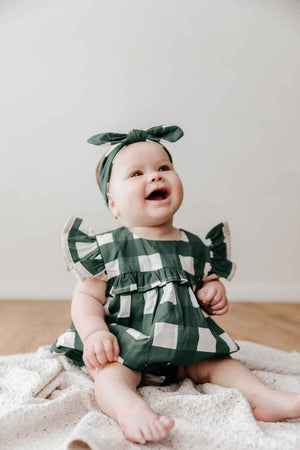 Playsuit/Dress: Green Gingham