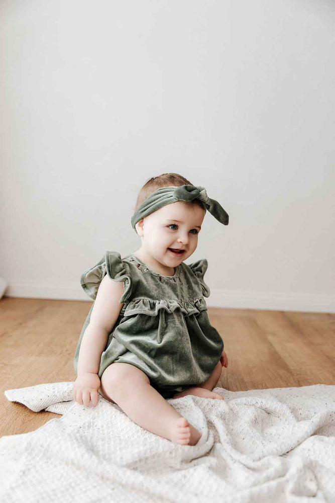 Velvet Playsuit/Dress: Green Christmas Lights