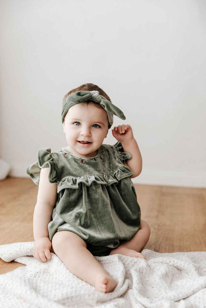 Velvet Playsuit/Dress: Green Christmas Lights