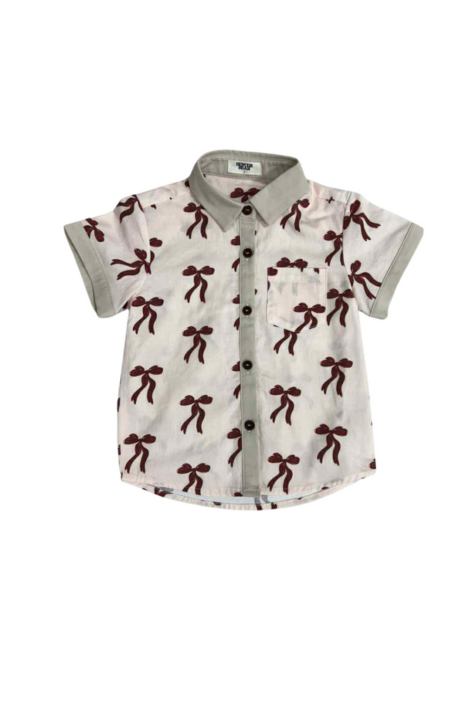 Kids Collared Shirt: Christmas Bows