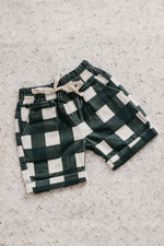 Denim Shorts: Green Gingham
