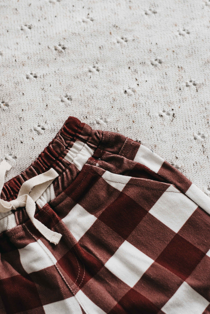 Denim Shorts: Red Gingham