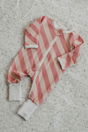 Zipsuit - Candy Pink Stripe