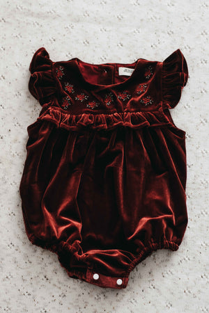 Velvet Playsuit/Dress: Red Ivy