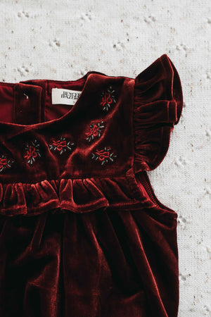 Velvet Playsuit/Dress: Red Ivy