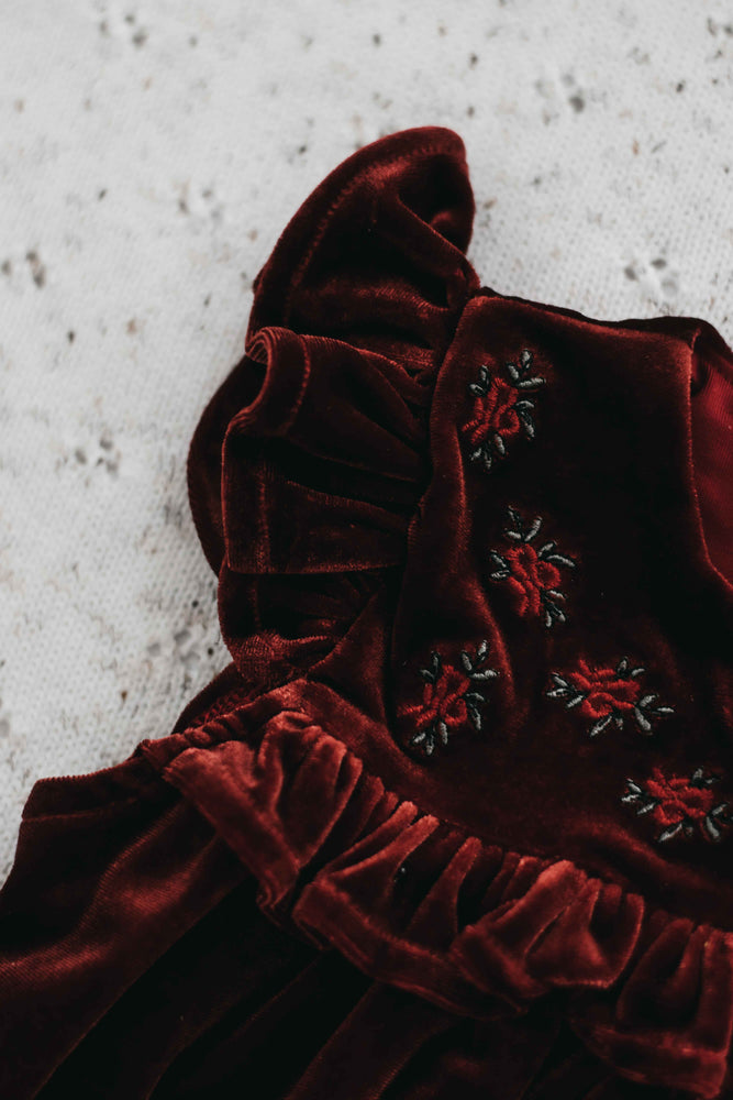 Velvet Playsuit/Dress: Red Ivy