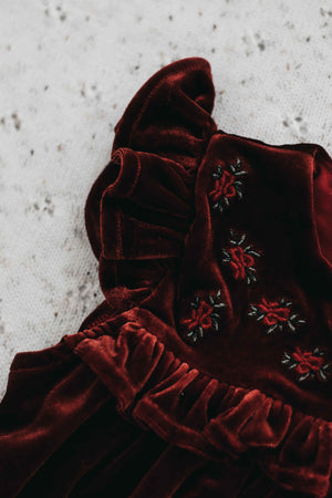 Velvet Playsuit/Dress: Red Ivy