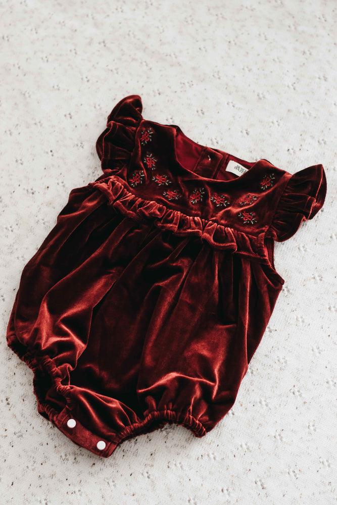 Velvet Playsuit/Dress: Red Ivy