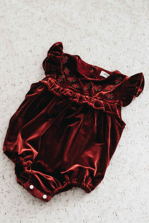 Velvet Playsuit/Dress: Red Ivy