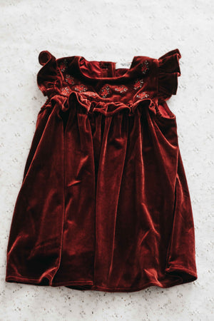 Velvet Playsuit/Dress: Red Ivy