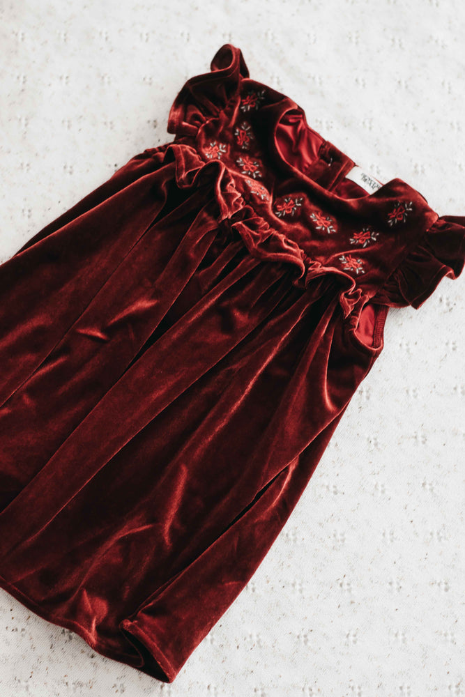 Velvet Playsuit/Dress: Red Ivy