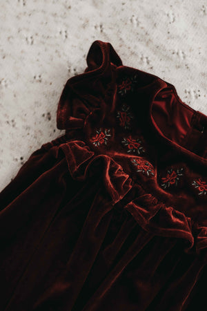 Velvet Playsuit/Dress: Red Ivy