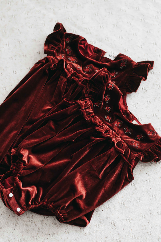 Velvet Playsuit/Dress: Red Ivy