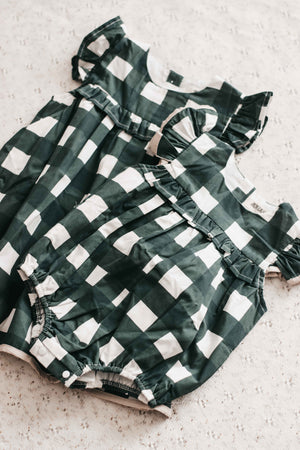 Playsuit/Dress: Green Gingham