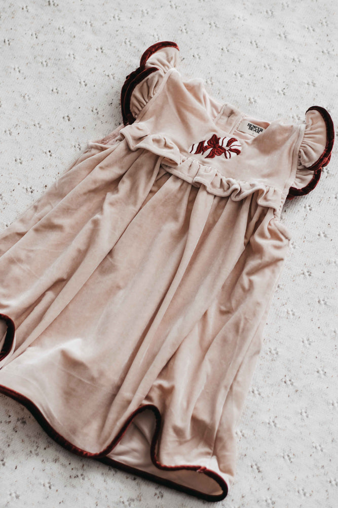 Velvet Playsuit/Dress: Pink Candy Cane