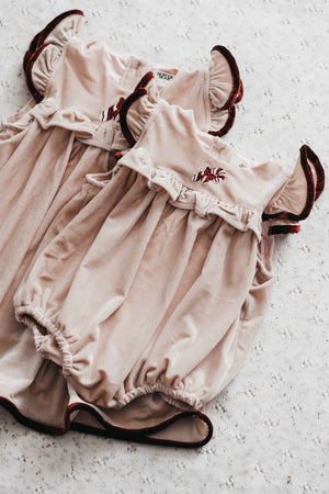 Velvet Playsuit/Dress: Pink Candy Cane