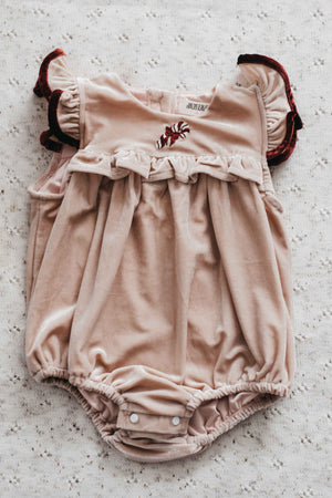 Velvet Playsuit/Dress: Pink Candy Cane