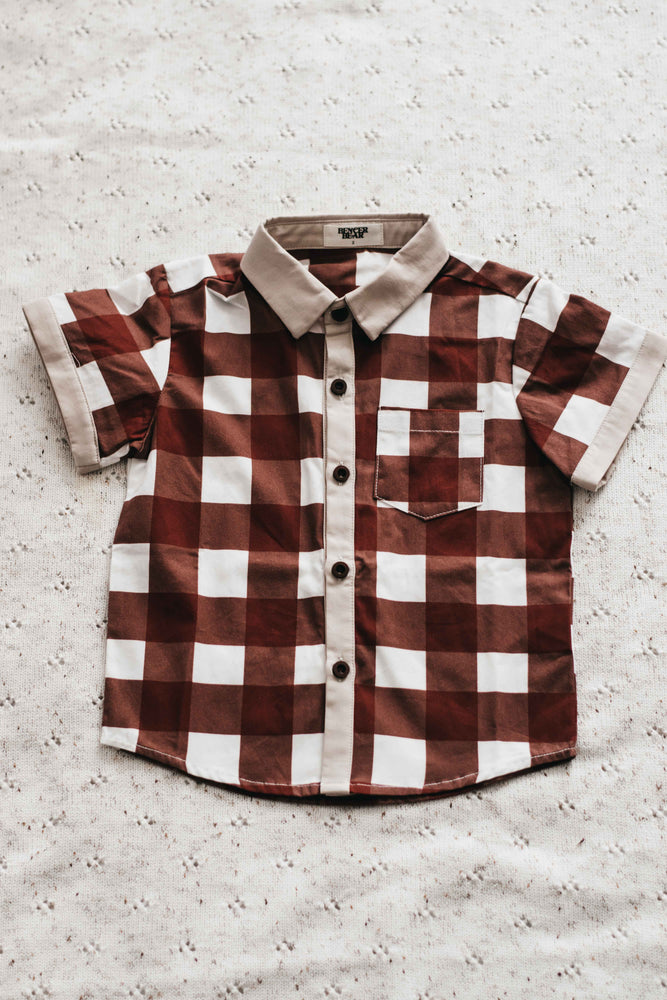 Men's Collared Shirt: Red Gingham
