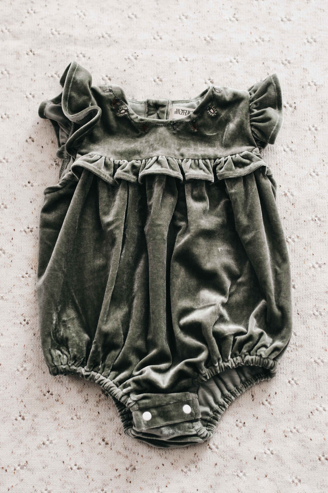 Velvet Playsuit/Dress: Green Christmas Lights