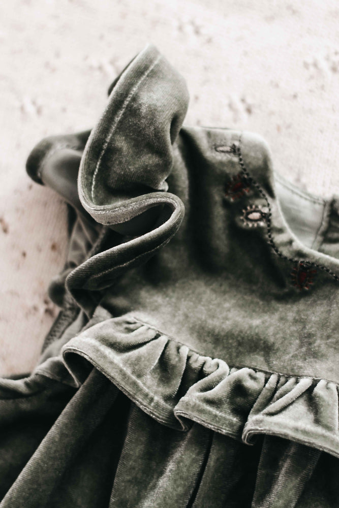 Velvet Playsuit/Dress: Green Christmas Lights