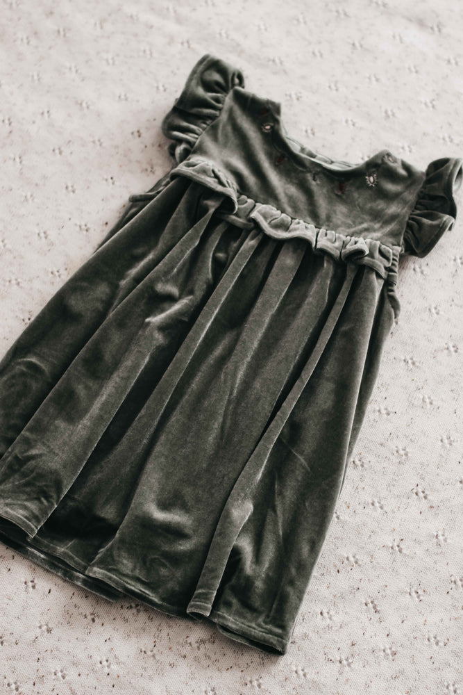 Velvet Playsuit/Dress: Green Christmas Lights