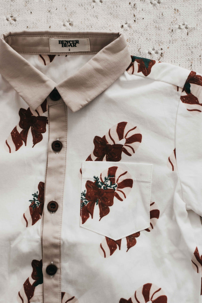 Men's Collared Shirt: Candy Cane