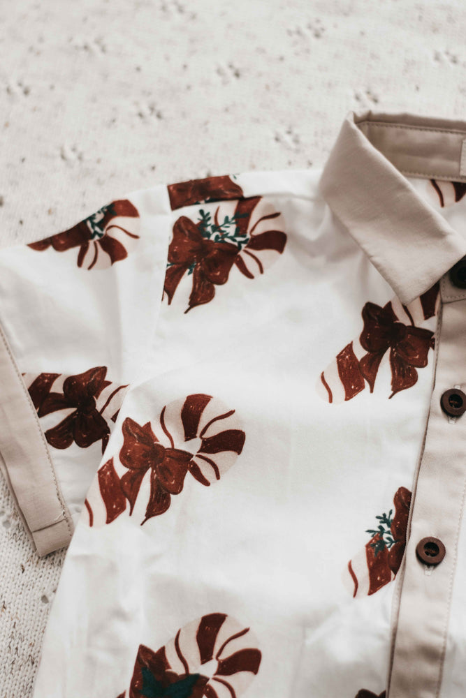 Kids Collared Shirt: Candy Cane