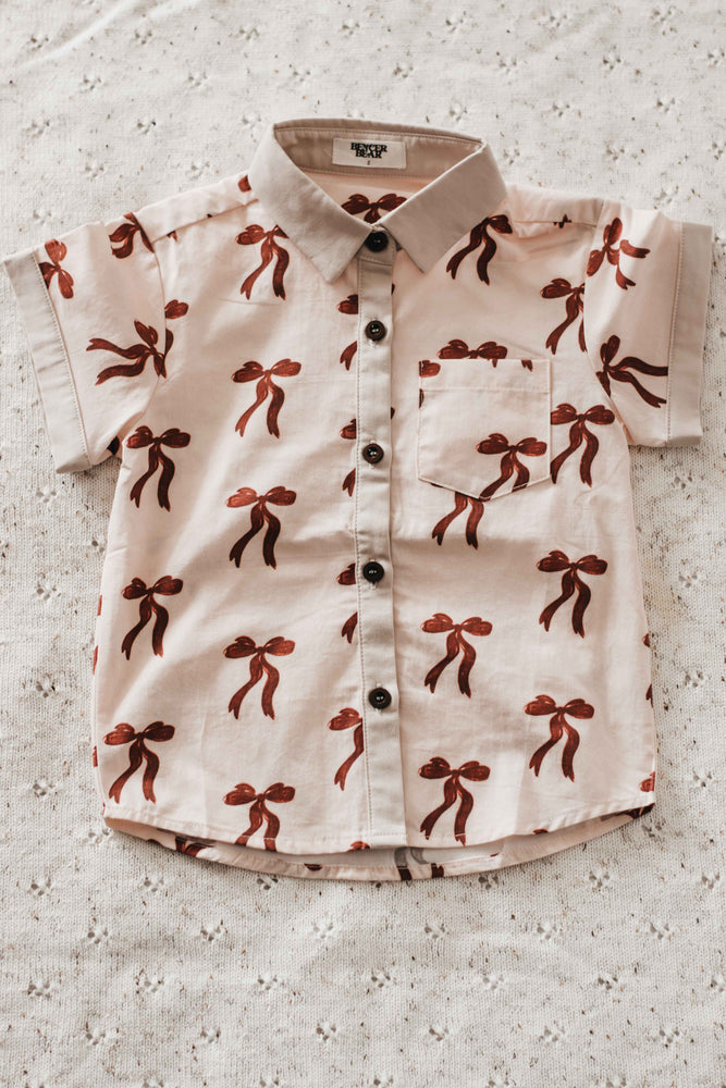 Kids Collared Shirt: Christmas Bows