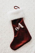 Velvet Stocking Embroidery Letter - Red