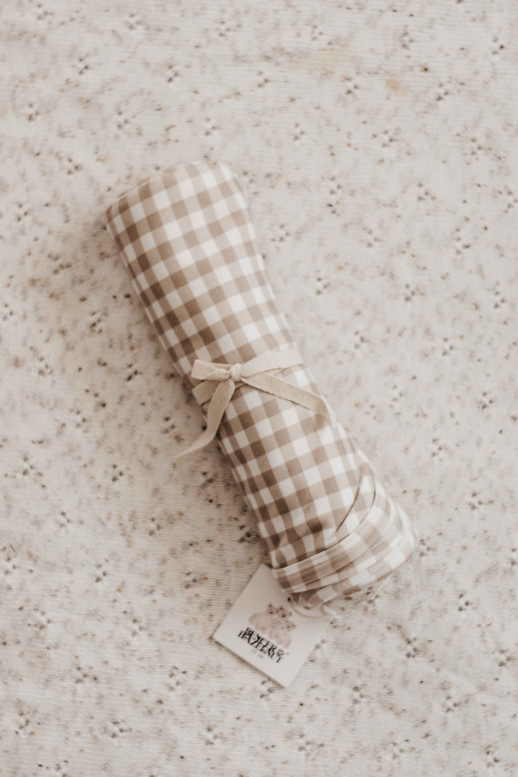 Jersey Swaddle: Gingham Caramel